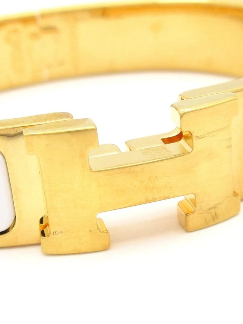 HERMES Clic H Gold White Hardware Patent Leather Bangle - Picture 5 of 6